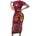Brisbane Rugby NRL Custom Indigenous Short Sleeve Bodycon Dress The Mighty Broncos - Aussie Hoodie