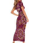 Brisbane Rugby NRL Custom Indigenous Short Sleeve Bodycon Dress The Mighty Broncos - Aussie Hoodie