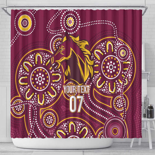 Brisbane Rugby NRL Custom Indigenous Shower Curtain The Mighty Broncos - Aussie Hoodie