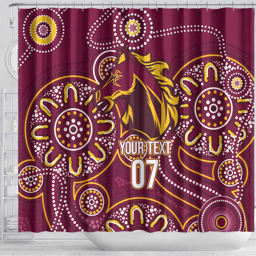 Brisbane Rugby NRL Custom Indigenous Shower Curtain The Mighty Broncos - Aussie Hoodie