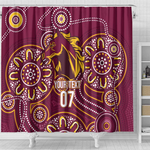 Brisbane Rugby NRL Custom Indigenous Shower Curtain The Mighty Broncos - Aussie Hoodie