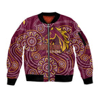 Brisbane Rugby NRL Custom Indigenous Sleeve Zip Bomber Jacket The Mighty Broncos - Aussie Hoodie