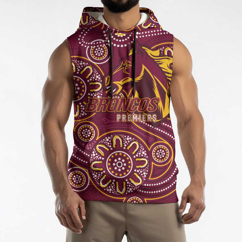 Brisbane Rugby NRL Custom Indigenous Sleeveless Hoodie The Mighty Broncos - Aussie Hoodie