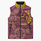 Brisbane Rugby NRL Custom Indigenous Sleeveless Puffer Jacket The Mighty Broncos - Aussie Hoodie
