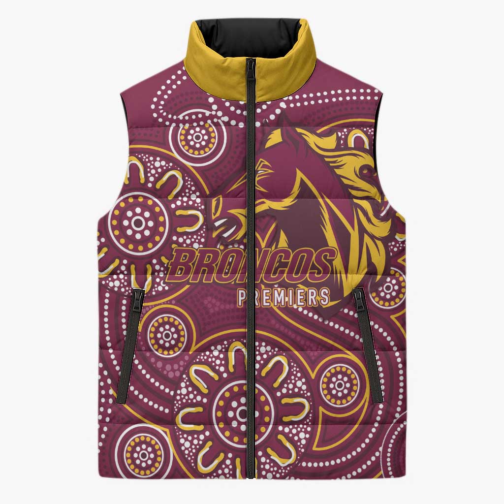 Brisbane Rugby NRL Custom Indigenous Sleeveless Puffer Jacket The Mighty Broncos - Aussie Hoodie