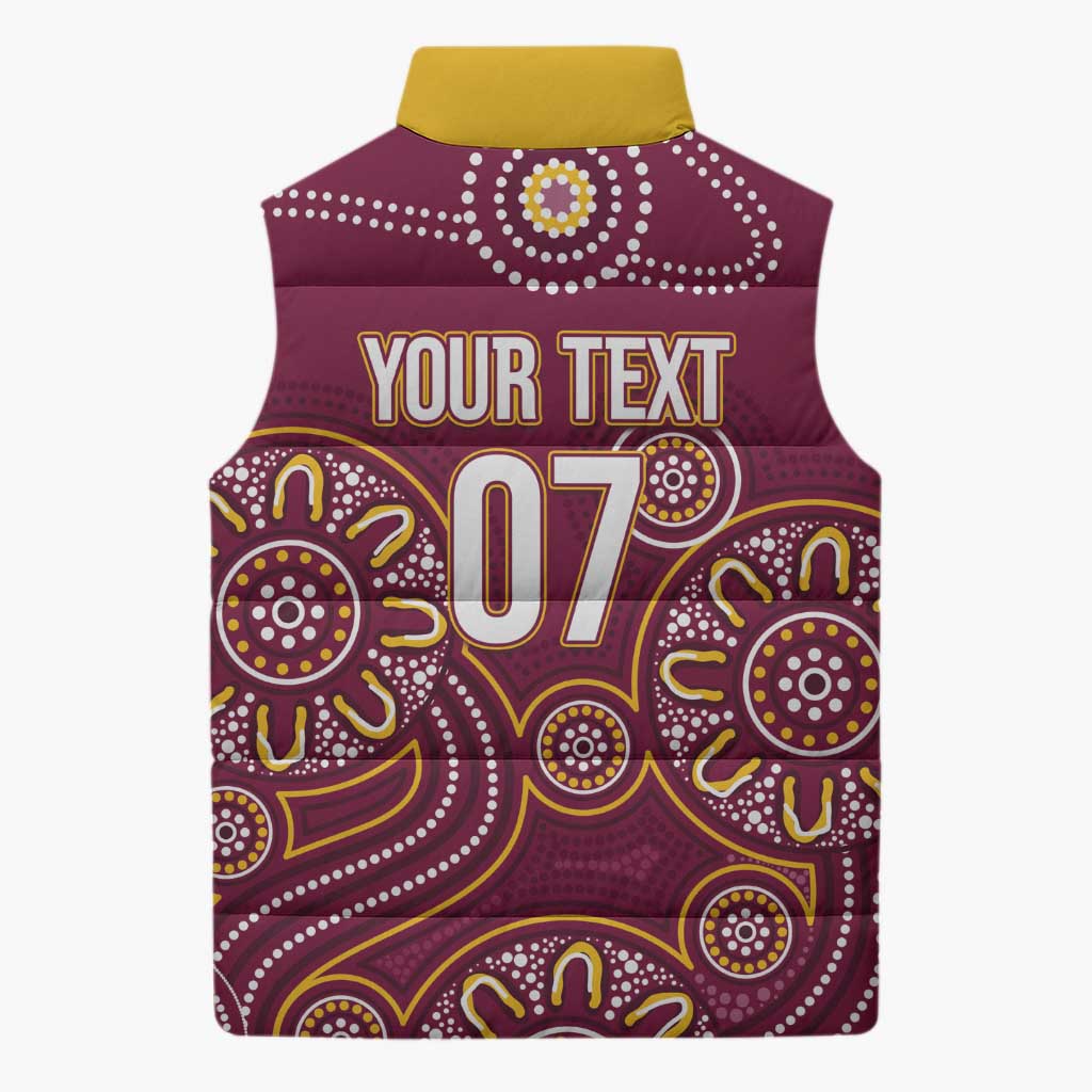 Brisbane Rugby NRL Custom Indigenous Sleeveless Puffer Jacket The Mighty Broncos - Aussie Hoodie
