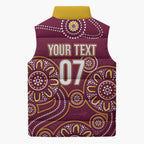 Brisbane Rugby NRL Custom Indigenous Sleeveless Puffer Jacket The Mighty Broncos - Aussie Hoodie