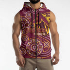 Brisbane Rugby NRL Custom Indigenous Sleeveless Zip Hoodie The Mighty Broncos LT7