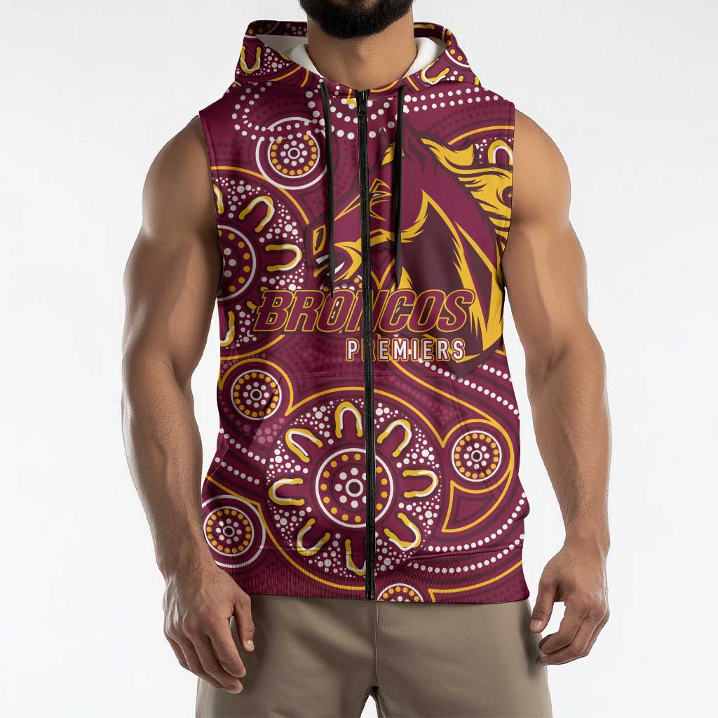 Brisbane Rugby NRL Custom Indigenous Sleeveless Zip Hoodie The Mighty Broncos LT7