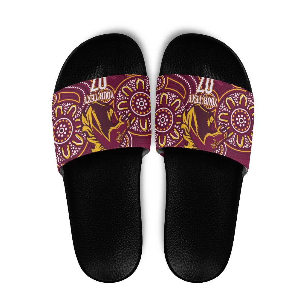 Brisbane Rugby NRL Custom Indigenous Slide Sandals The Mighty Broncos - Aussie Hoodie