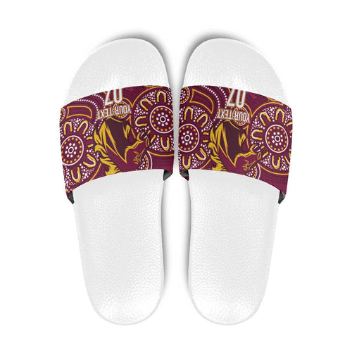 Brisbane Rugby NRL Custom Indigenous Slide Sandals The Mighty Broncos - Aussie Hoodie