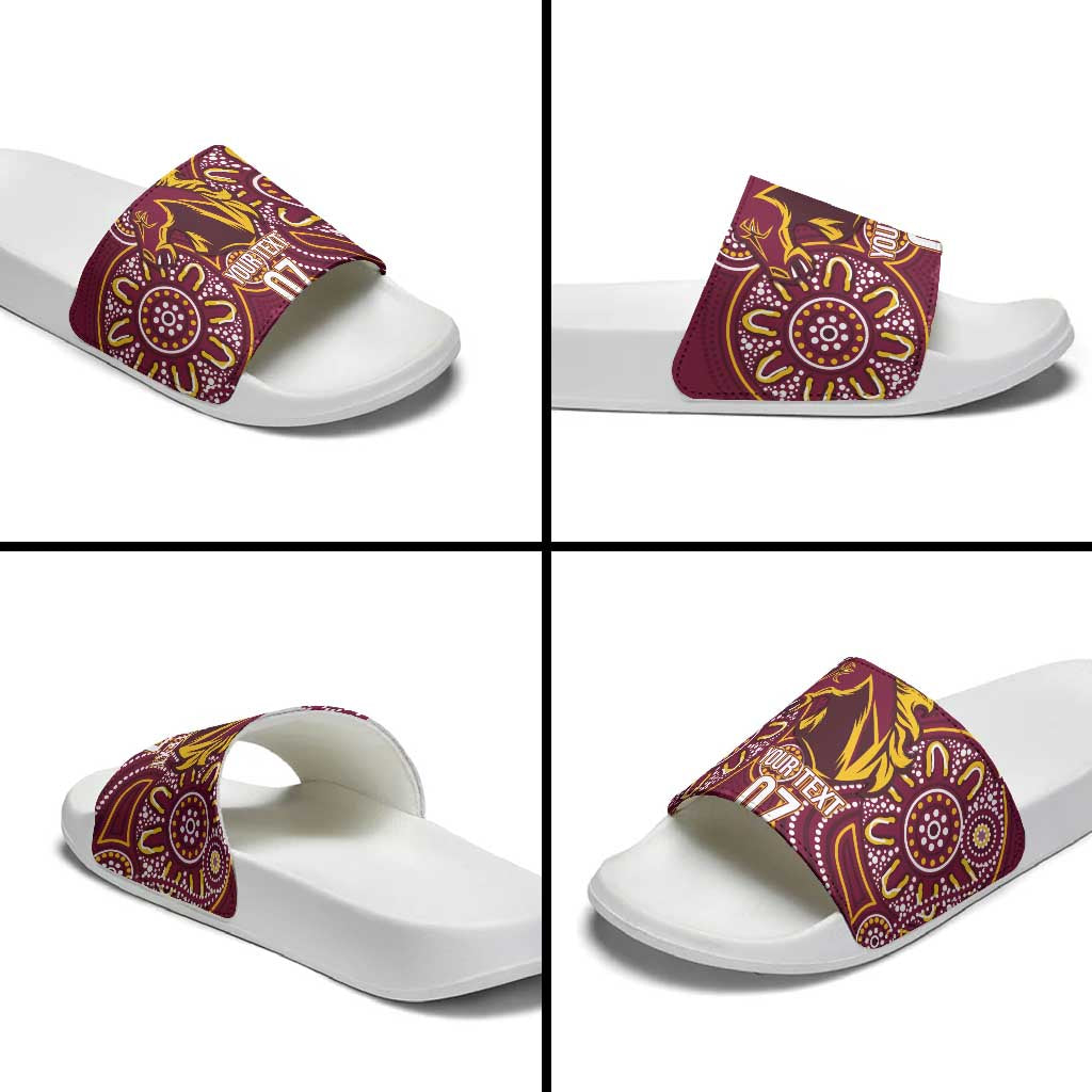 Brisbane Rugby NRL Custom Indigenous Slide Sandals The Mighty Broncos - Aussie Hoodie