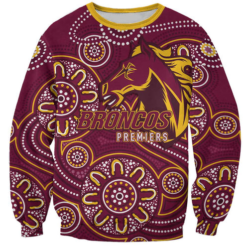 Brisbane Rugby NRL Custom Indigenous Sweatshirt The Mighty Broncos - Aussie Hoodie