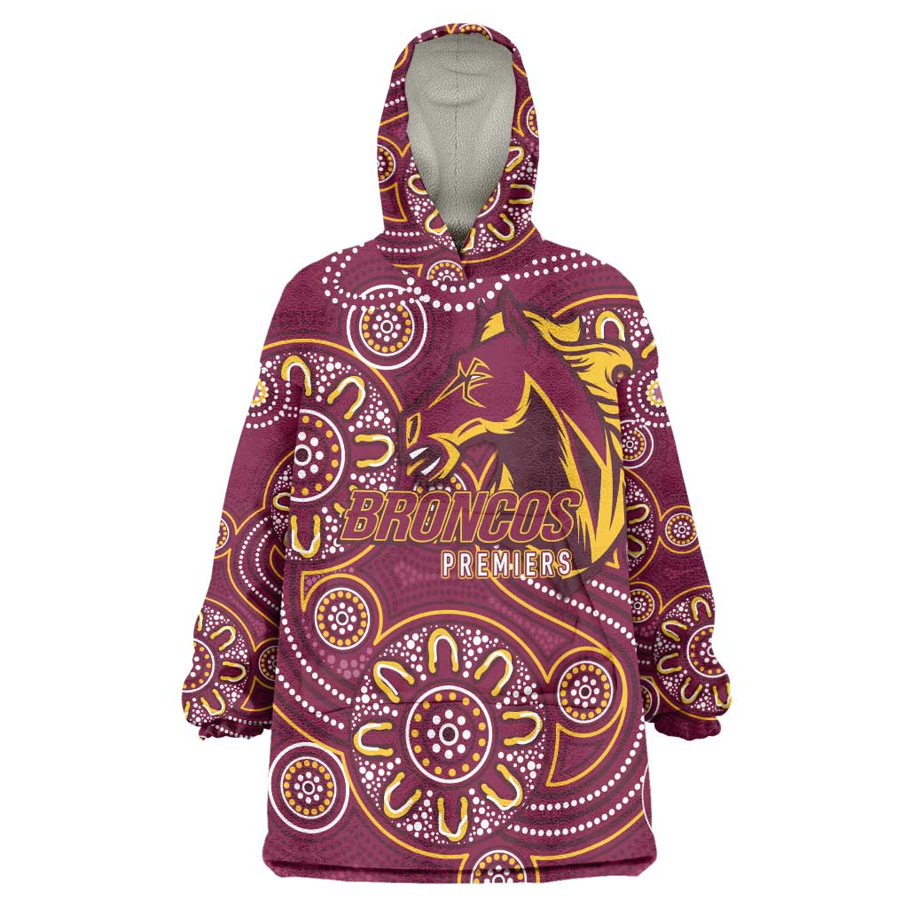 Brisbane Rugby NRL Custom Indigenous Wearable Blanket Hoodie The Mighty Broncos - Aussie Hoodie