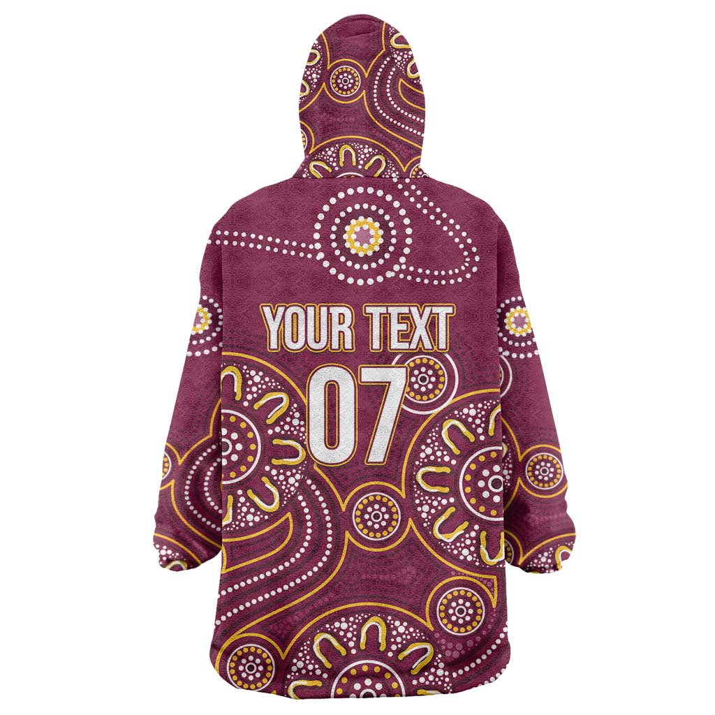 Brisbane Rugby NRL Custom Indigenous Wearable Blanket Hoodie The Mighty Broncos - Aussie Hoodie