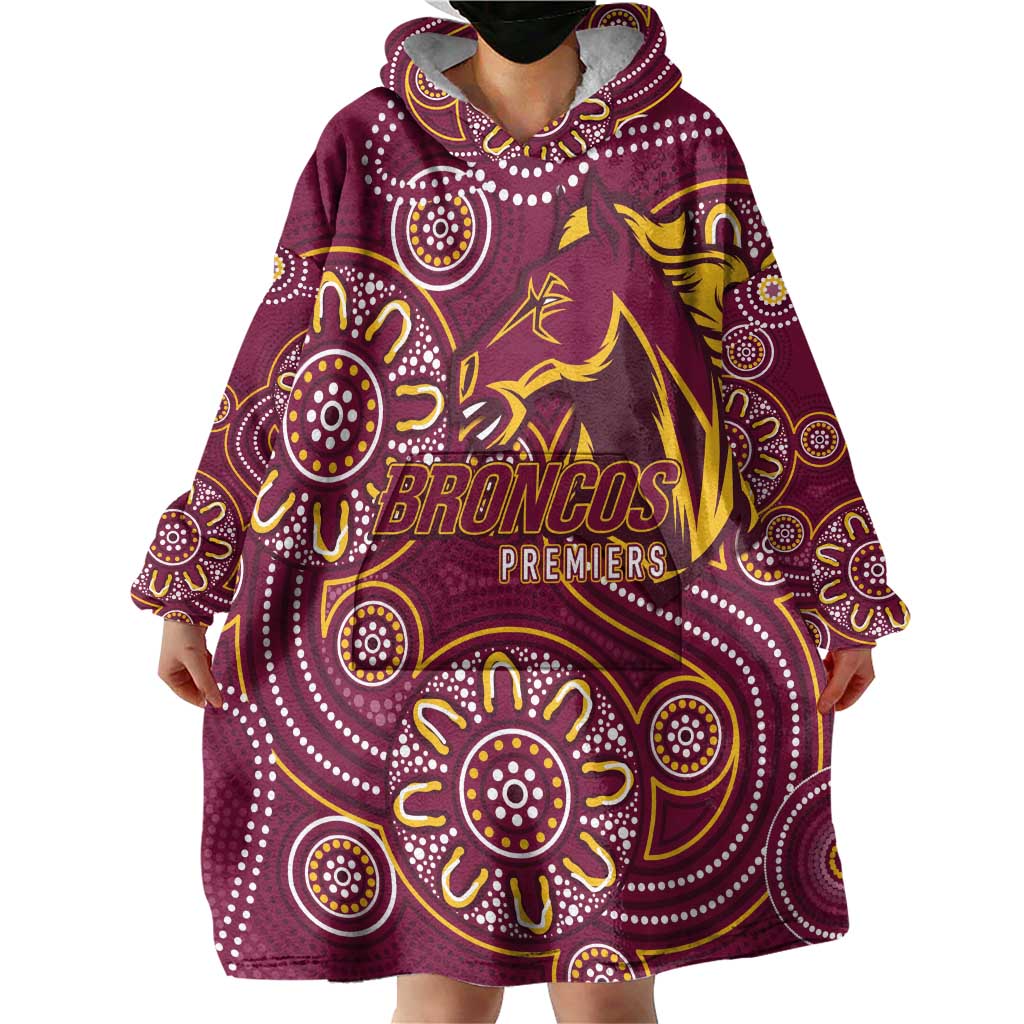 Brisbane Rugby NRL Custom Indigenous Wearable Blanket Hoodie The Mighty Broncos - Aussie Hoodie