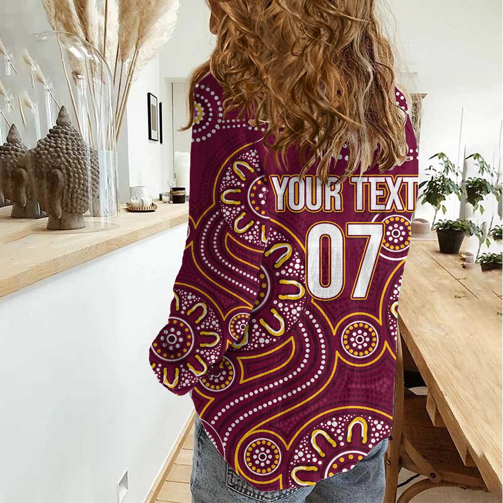 Brisbane Rugby NRL Custom Indigenous Women Casual Shirt The Mighty Broncos - Aussie Hoodie
