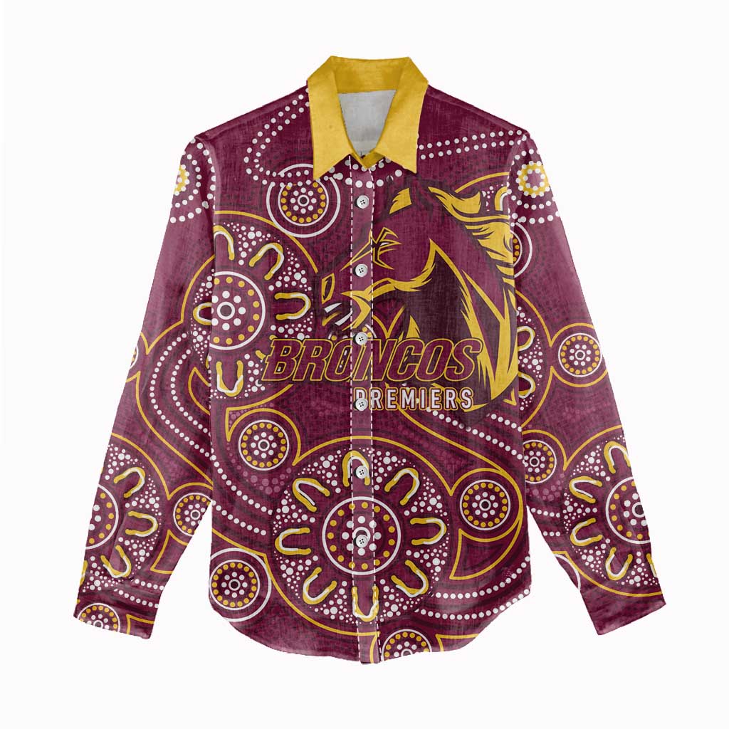 Brisbane Rugby NRL Custom Indigenous Women Casual Shirt The Mighty Broncos - Aussie Hoodie