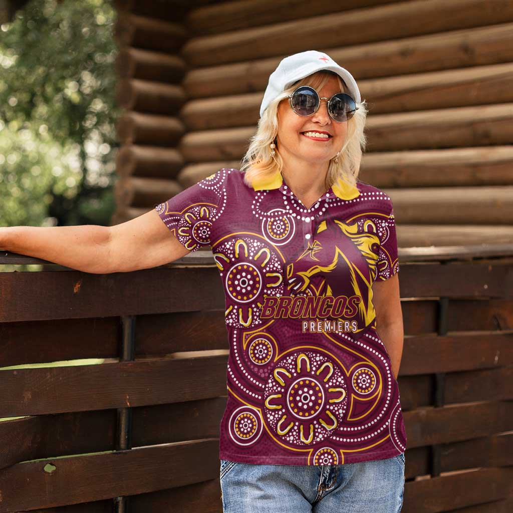 Brisbane Rugby NRL Custom Indigenous Women Polo Shirt The Mighty Broncos - Aussie Hoodie