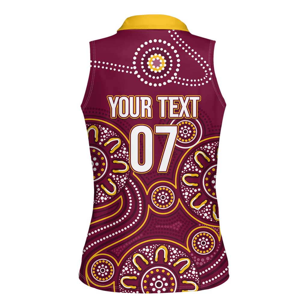 Brisbane Rugby NRL Custom Indigenous Women Sleeveless Polo Shirt The Mighty Broncos - Aussie Hoodie