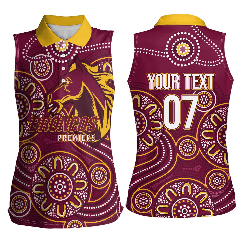 Brisbane Rugby NRL Custom Indigenous Women Sleeveless Polo Shirt The Mighty Broncos - Aussie Hoodie