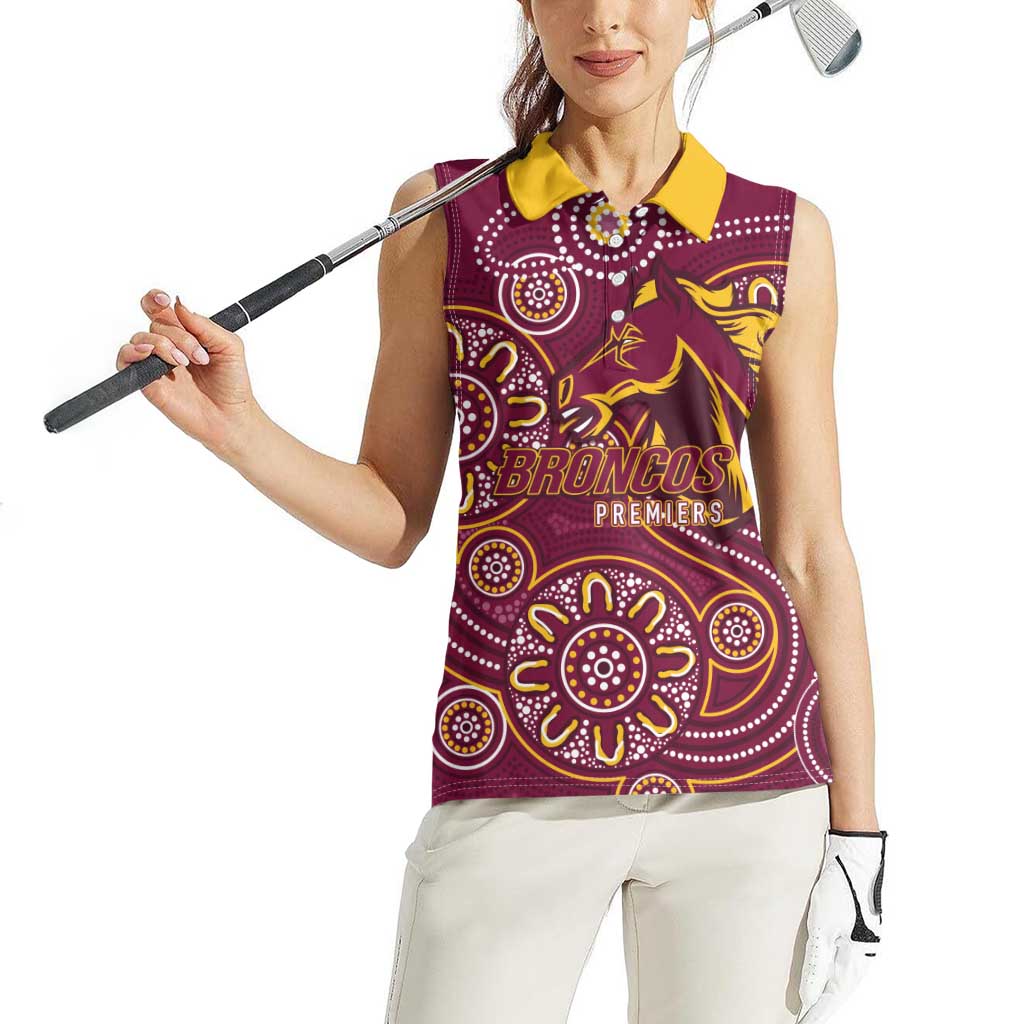 Brisbane Rugby NRL Custom Indigenous Women Sleeveless Polo Shirt The Mighty Broncos - Aussie Hoodie