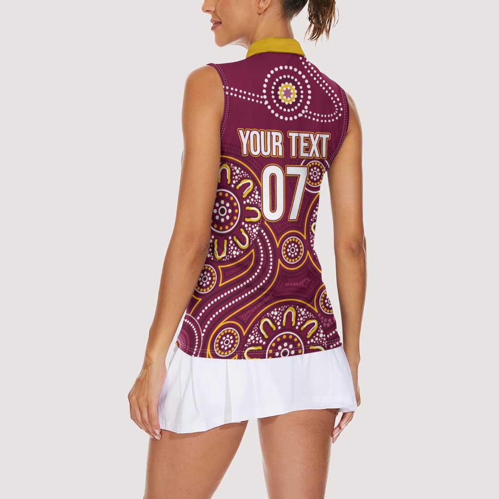 Brisbane Rugby NRL Custom Indigenous Women Sleeveless Polo Shirt The Mighty Broncos - Aussie Hoodie