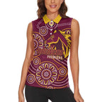 Brisbane Rugby NRL Custom Indigenous Women Sleeveless Polo Shirt The Mighty Broncos - Aussie Hoodie