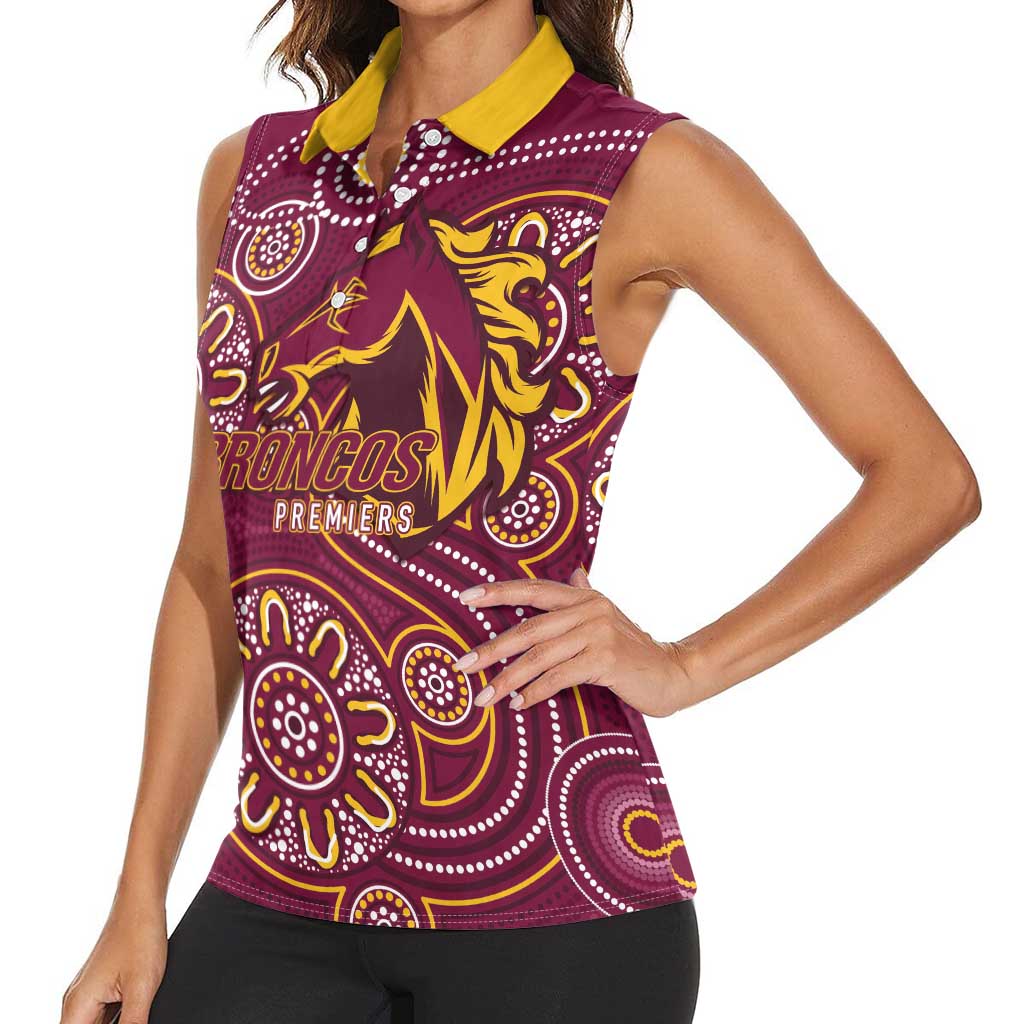 Brisbane Rugby NRL Custom Indigenous Women Sleeveless Polo Shirt The Mighty Broncos - Aussie Hoodie