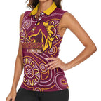 Brisbane Rugby NRL Custom Indigenous Women Sleeveless Polo Shirt The Mighty Broncos - Aussie Hoodie