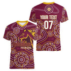 Brisbane Rugby NRL Custom Indigenous Women V-Neck T-Shirt The Mighty Broncos - Aussie Hoodie