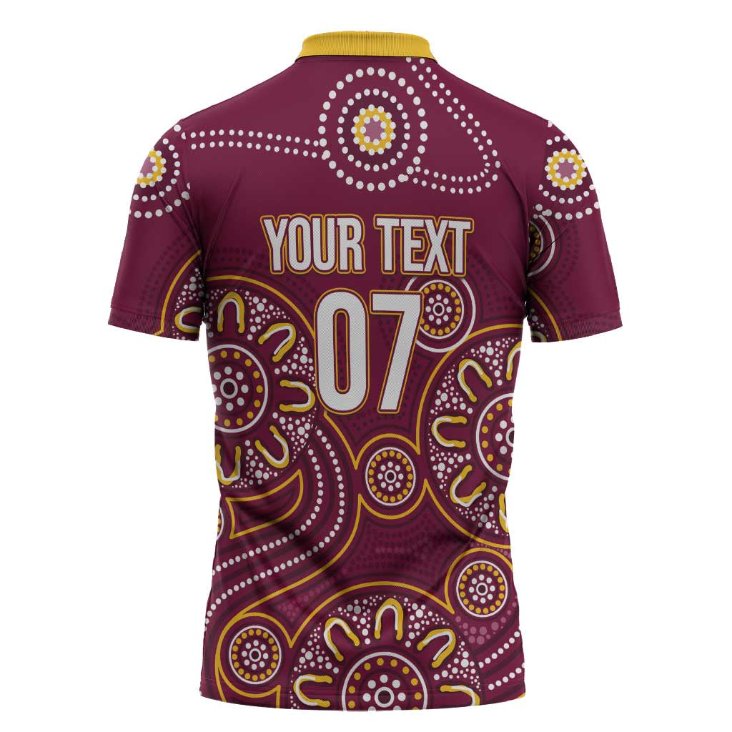 Brisbane Rugby NRL Custom Indigenous Zipper Polo Shirt The Mighty Broncos - Aussie Hoodie
