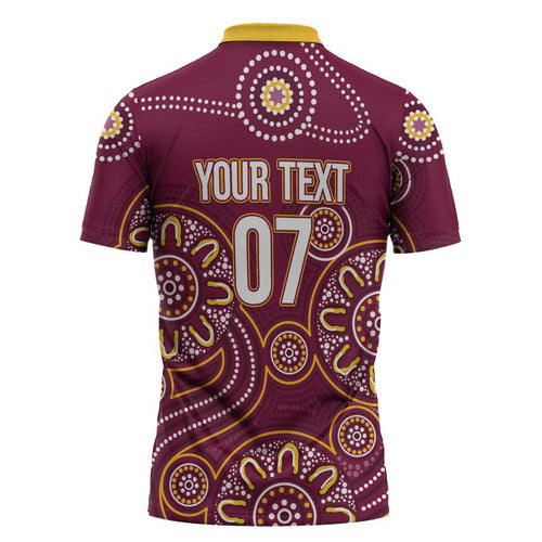 Brisbane Rugby NRL Custom Indigenous Zipper Polo Shirt The Mighty Broncos - Aussie Hoodie