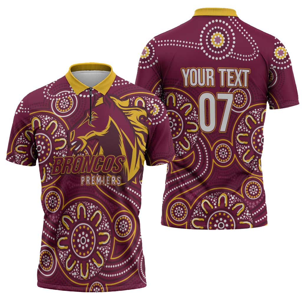 Brisbane Rugby NRL Custom Indigenous Zipper Polo Shirt The Mighty Broncos - Aussie Hoodie