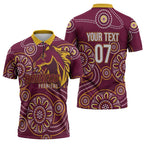 Brisbane Rugby NRL Custom Indigenous Zipper Polo Shirt The Mighty Broncos - Aussie Hoodie