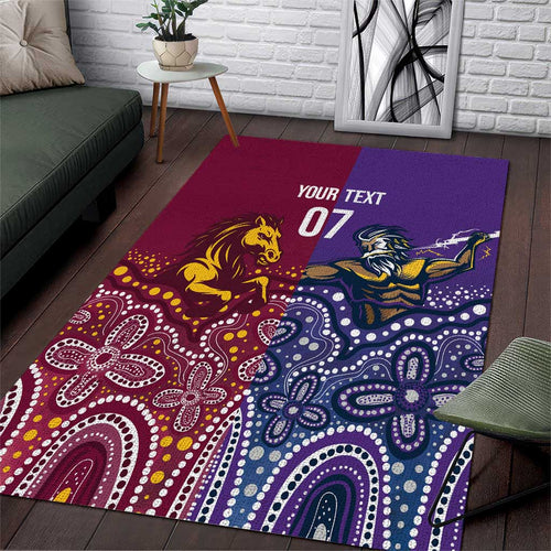 Broncos Vs Storm Rugby NRL Custom Indigenous Area Rug Fight To The Last - Aussie Hoodie