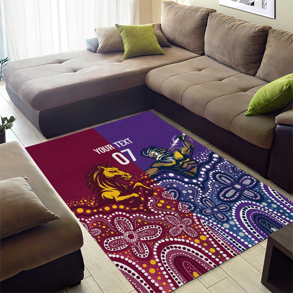Broncos Vs Storm Rugby NRL Custom Indigenous Area Rug Fight To The Last - Aussie Hoodie