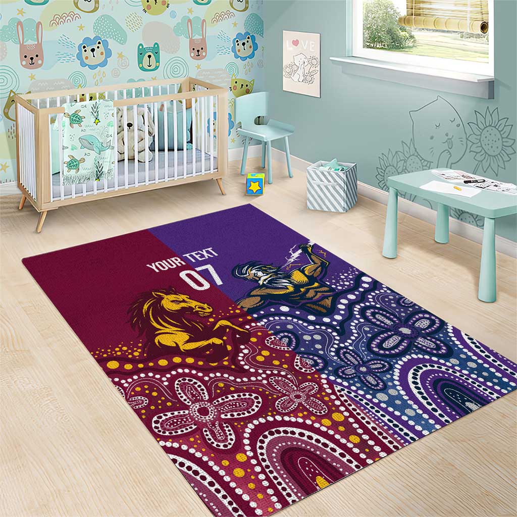 Broncos Vs Storm Rugby NRL Custom Indigenous Area Rug Fight To The Last - Aussie Hoodie