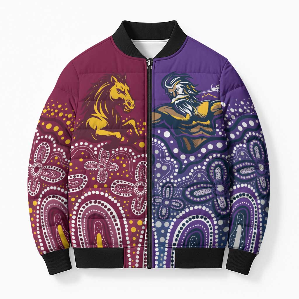 Broncos Vs Storm Rugby NRL Custom Indigenous Bomber Puffer Jacket Fight To The Last - Aussie Hoodie