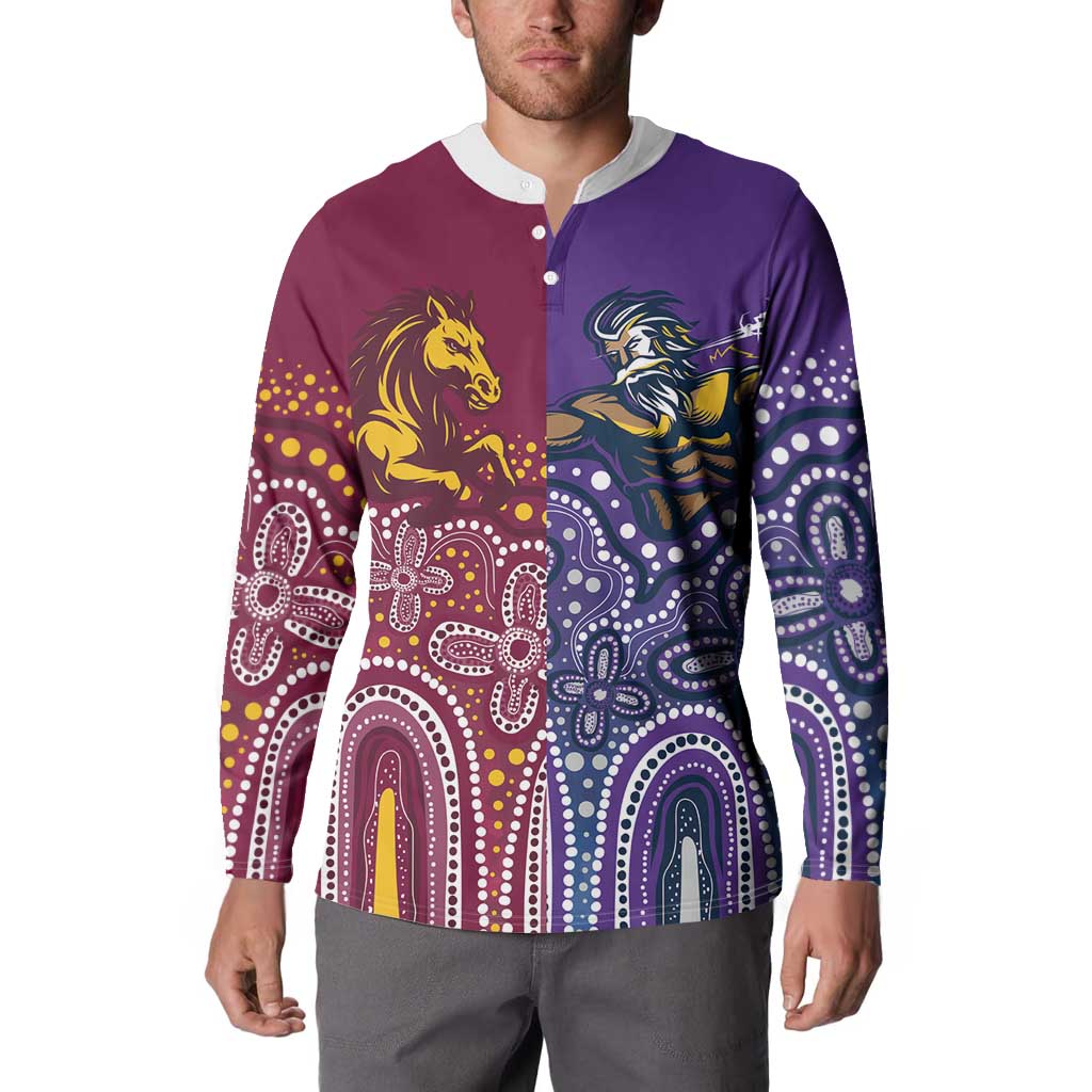 Broncos Vs Storm Rugby NRL Custom Indigenous Button Sweatshirt Fight To The Last - Aussie Hoodie