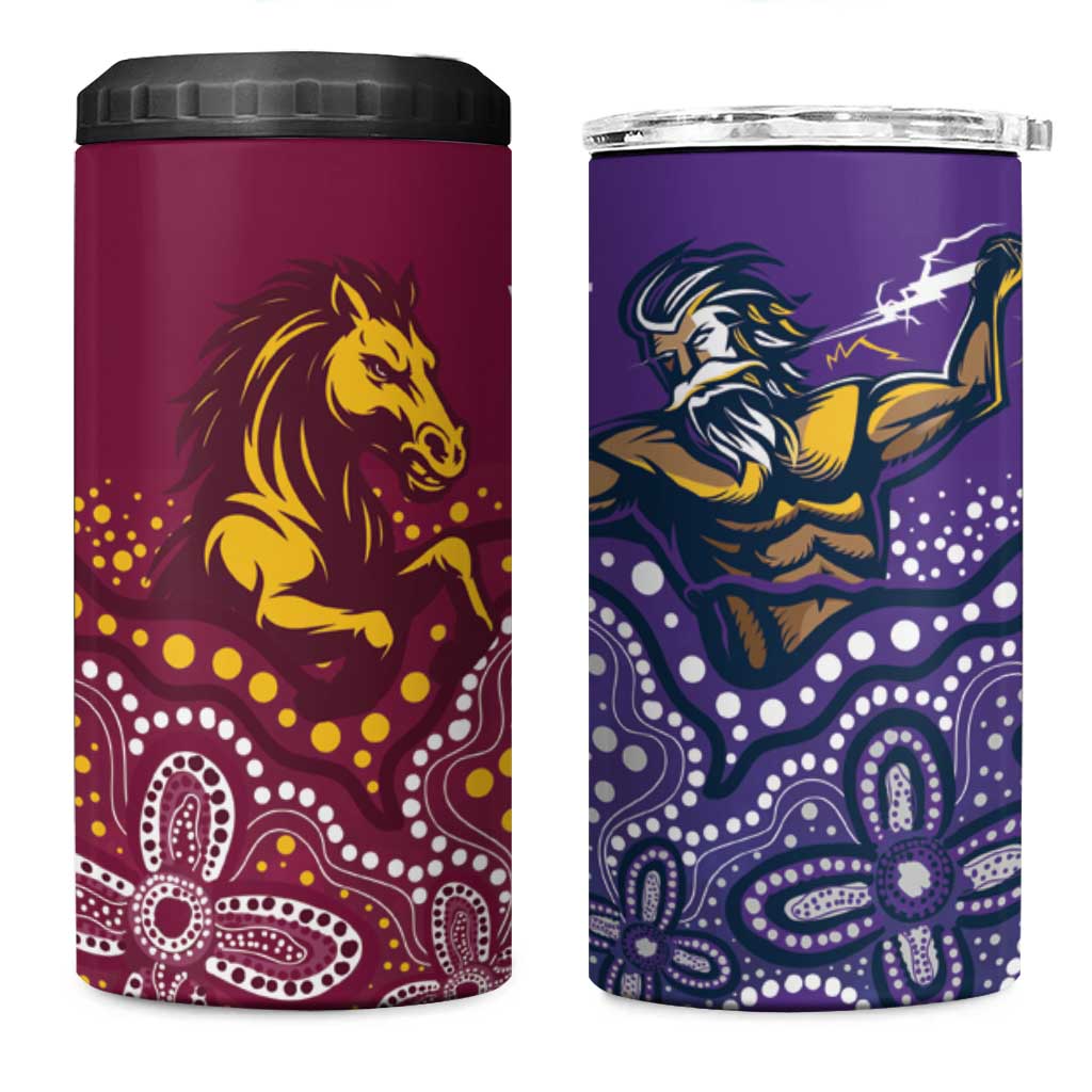 Broncos Vs Storm Rugby NRL Custom Indigenous 4 in 1 Can Cooler Tumbler Fight To The Last - Aussie Hoodie