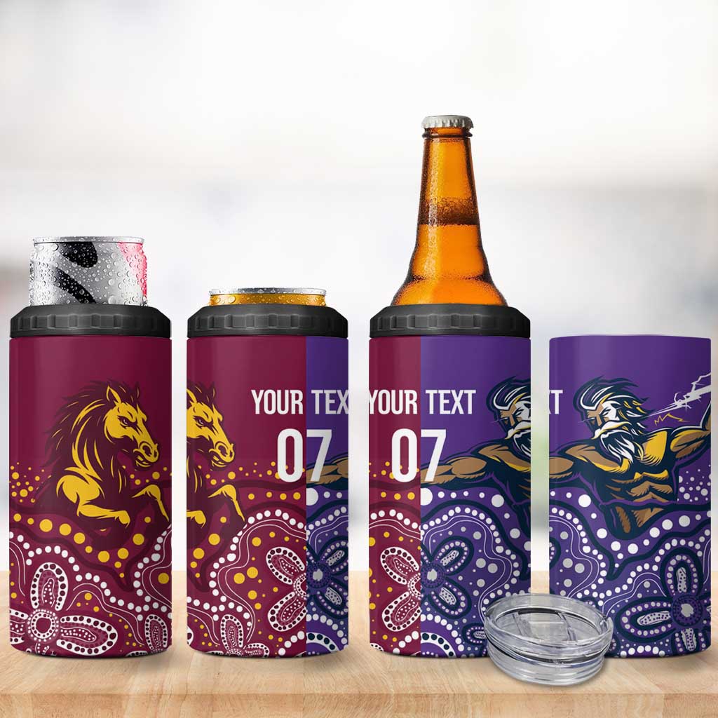 Broncos Vs Storm Rugby NRL Custom Indigenous 4 in 1 Can Cooler Tumbler Fight To The Last - Aussie Hoodie