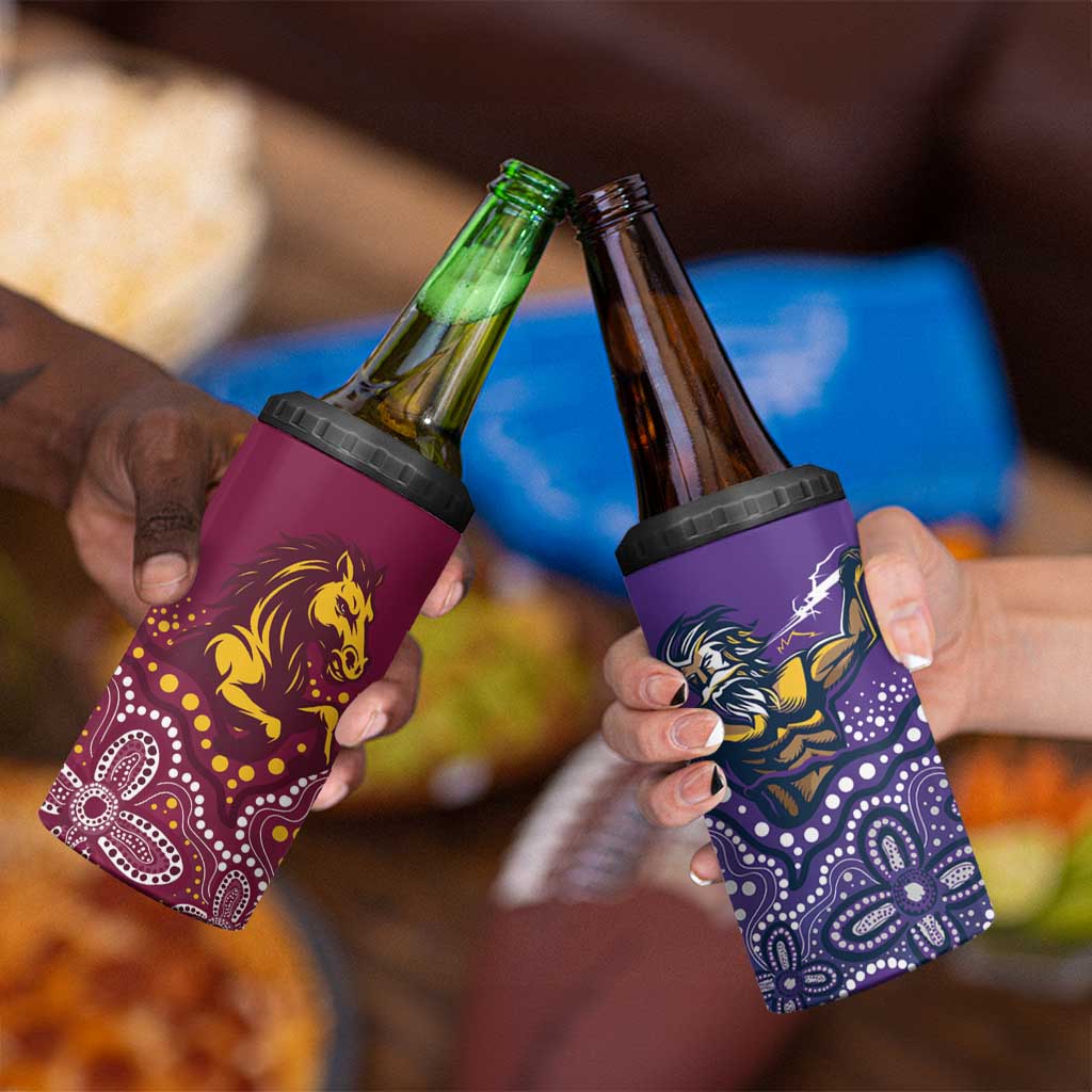 Broncos Vs Storm Rugby NRL Custom Indigenous 4 in 1 Can Cooler Tumbler Fight To The Last - Aussie Hoodie
