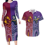 Broncos Vs Storm Rugby NRL Custom Indigenous Couples Matching Long Sleeve Bodycon Dress and Hawaiian Shirt Fight To The Last - Aussie Hoodie