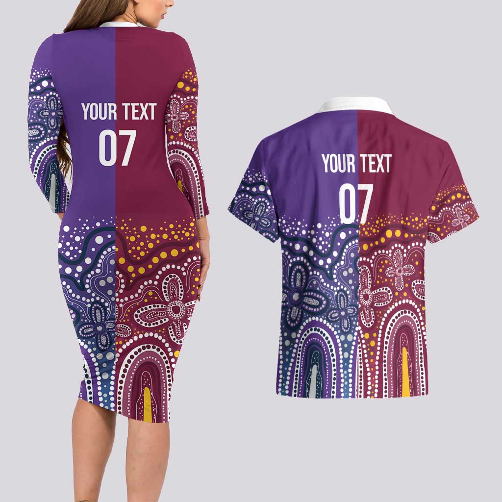 Broncos Vs Storm Rugby NRL Custom Indigenous Couples Matching Long Sleeve Bodycon Dress and Hawaiian Shirt Fight To The Last - Aussie Hoodie