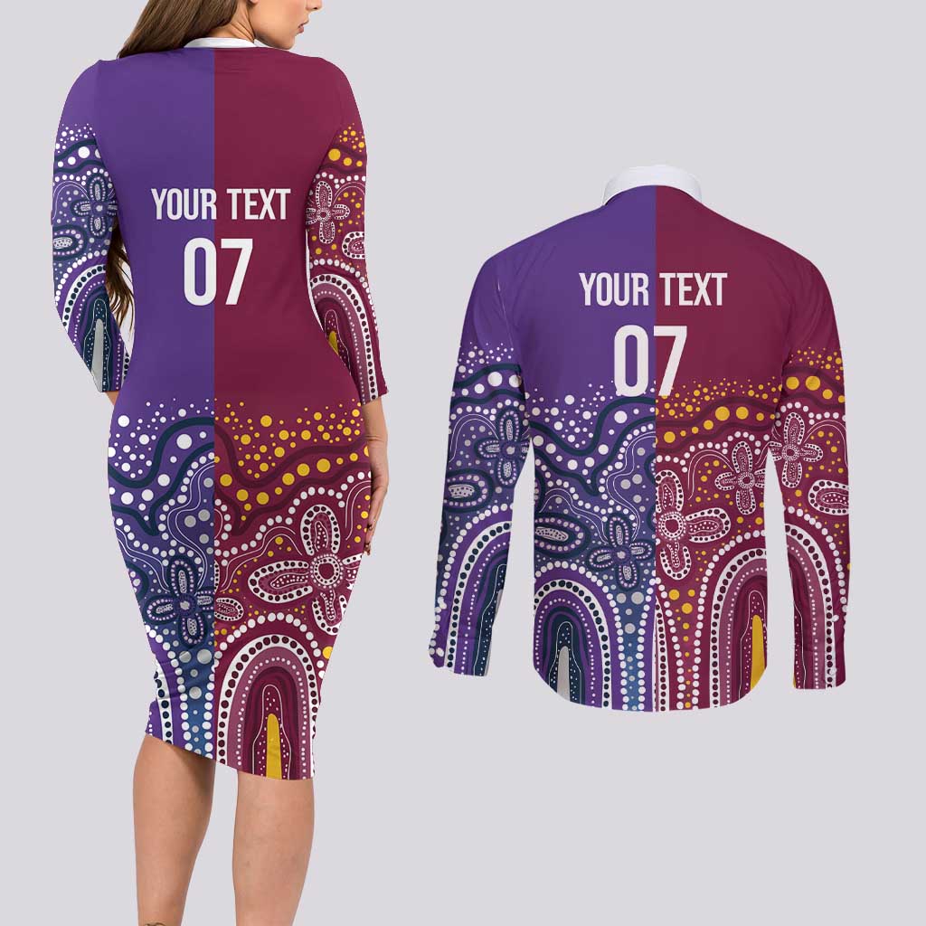 Broncos Vs Storm Rugby NRL Custom Indigenous Couples Matching Long Sleeve Bodycon Dress and Long Sleeve Button Shirt Fight To The Last - Aussie Hoodie
