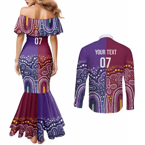 Broncos Vs Storm Rugby NRL Custom Indigenous Couples Matching Mermaid Dress and Long Sleeve Button Shirt Fight To The Last - Aussie Hoodie