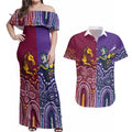 Broncos Vs Storm Rugby NRL Custom Indigenous Couples Matching Off Shoulder Maxi Dress and Hawaiian Shirt Fight To The Last - Aussie Hoodie