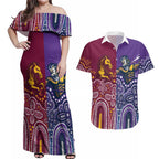 Broncos Vs Storm Rugby NRL Custom Indigenous Couples Matching Off Shoulder Maxi Dress and Hawaiian Shirt Fight To The Last - Aussie Hoodie