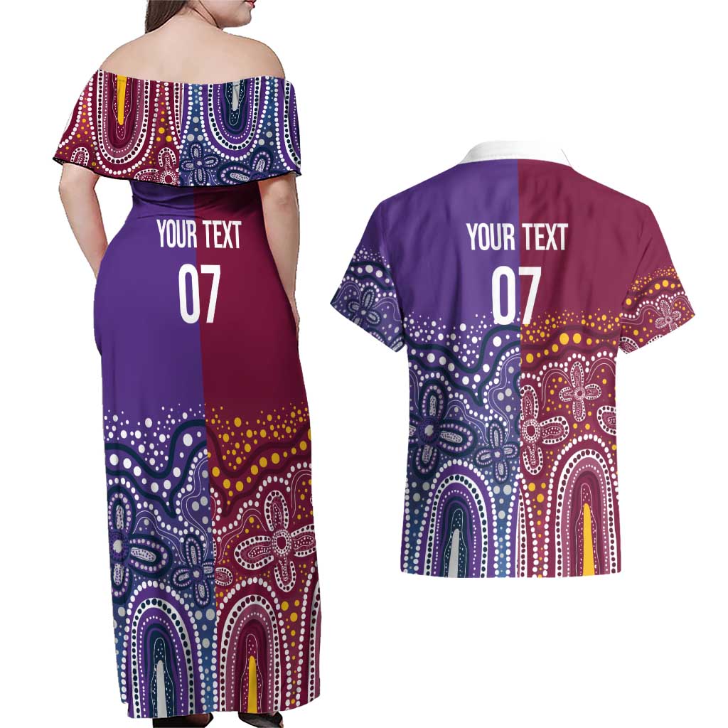 Broncos Vs Storm Rugby NRL Custom Indigenous Couples Matching Off Shoulder Maxi Dress and Hawaiian Shirt Fight To The Last - Aussie Hoodie